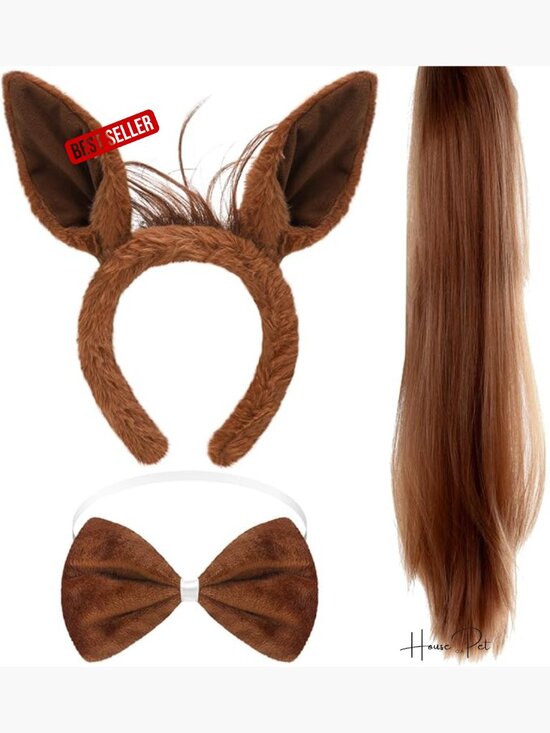 Horse Ears Headband, Bow Tie & Tail Set - Plush Fabric Halloween Cosplay main image 7